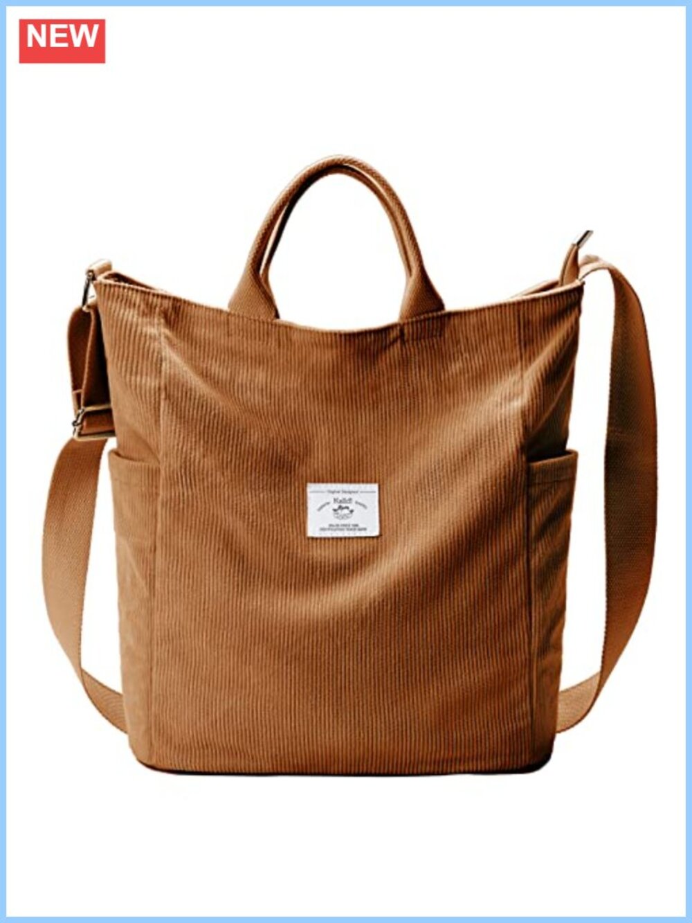 Corduroy Tote Bag, Large Slouchy Hobo Crossbody, Lightweight Water Resistant